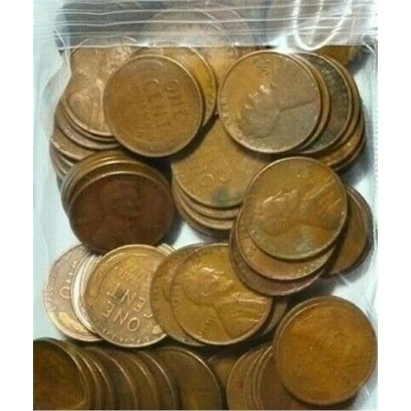 (1) Bag of 100 Lincoln Wheat Cents Unsearched