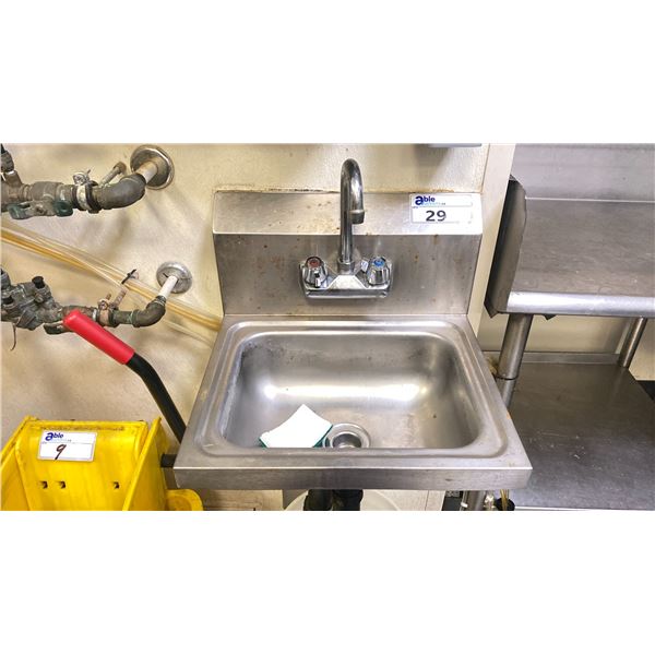 SMALL STAINLESS STEEL 17"W X 15"D COMMERCIAL HAND WASH SINK WITH FAUCET