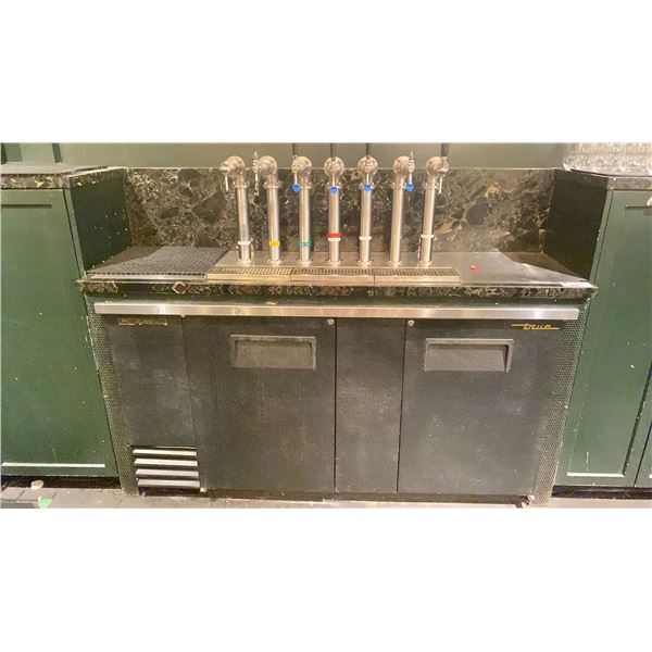 TRUE TBB-3 COMMERCIAL 2 DOOR BLACK UNDER COUNTER BACK BAR COOLER WITH 7 HEAD BAR TAP SYSTEM