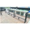 Image 1 : 192"L X 20"D X 42"H MARBLE TOP BLACK METAL BASE OUTDOOR BAR HEIGHT TABLE