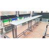 Image 2 : 192"L X 20"D X 42"H MARBLE TOP BLACK METAL BASE OUTDOOR BAR HEIGHT TABLE