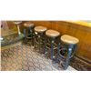 Image 2 : 4 DARK WOOD BROWN LEATHER TOP STUDDED BAR STOOLS