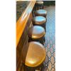 Image 3 : 4 DARK WOOD BROWN LEATHER TOP STUDDED BAR STOOLS
