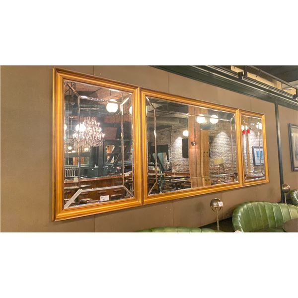 LARGE 3 PCS GOLD FRAMED WALL MIRRORS SET