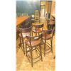 Image 2 : 4 TON DARK WOOD BROWN LEATHER TOP CURVED BACK BAR CHAIRS