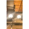 Image 2 : 7 BLACK METAL 2 HEAD FROSTED GLASS INDUSTRIAL LOOK CHANDELIERS