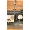Image 2 : 7 BLACK METAL 2 HEAD FROSTED GLASS INDUSTRIAL LOOK CHANDELIERS