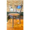 Image 2 : TON DARK WOOD BROWN LEATHER TOP CURVED BACK SIDE CHAIR