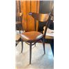 Image 2 : TON DARK WOOD BROWN LEATHER TOP CURVED BACK SIDE CHAIR