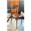 Image 3 : TON DARK WOOD BROWN LEATHER TOP CURVED BACK SIDE CHAIR