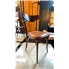 Image 2 : TON DARK WOOD BROWN LEATHER TOP CURVED BACK SIDE CHAIR