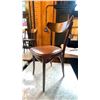 Image 2 : TON DARK WOOD BROWN LEATHER TOP CURVED BACK SIDE CHAIR