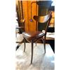 Image 2 : TON DARK WOOD BROWN LEATHER TOP CURVED BACK SIDE CHAIR