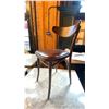Image 2 : TON DARK WOOD BROWN LEATHER TOP CURVED BACK SIDE CHAIR