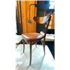 Image 2 : TON DARK WOOD BROWN LEATHER TOP CURVED BACK SIDE CHAIR
