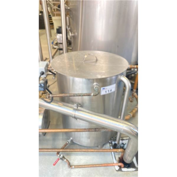 STAINLESS STEEL 20" DIAMETER JACKETED COMMERCIAL MASH TANK WITH LID