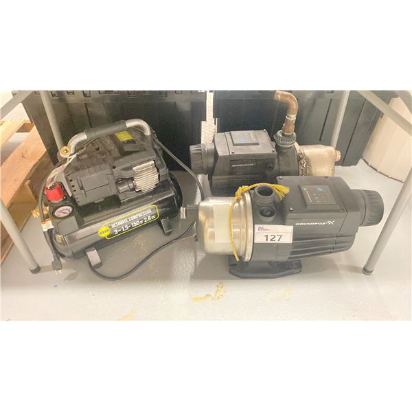 2 GRUNDFOS X COMMERCIAL PUMPING SYSTEMS & CADEX SMALL PARTS ONLY COMPRESSOR