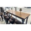 Image 2 : WOODEN 68"W X 21"D X 42 1/2"H MOBILE BAR TABLE WITH 4 DARK WOOD BROWN LEATHER TOP STUDDED BAR