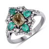 Image 1 : Fancy Diamond & Emerald Ring