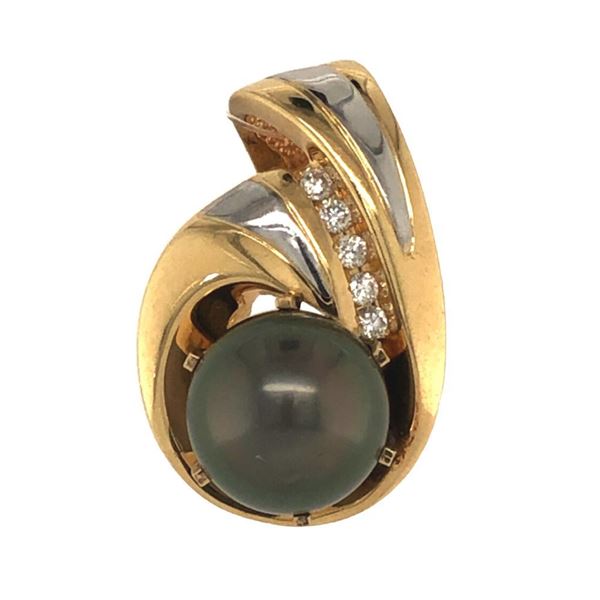 Dark Gray Tahitian Pearl & Diamond Slide Pendant