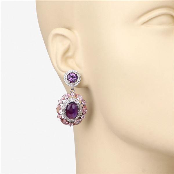 Amethyst, Pink Tourmaline & Diamond Elite Earrings