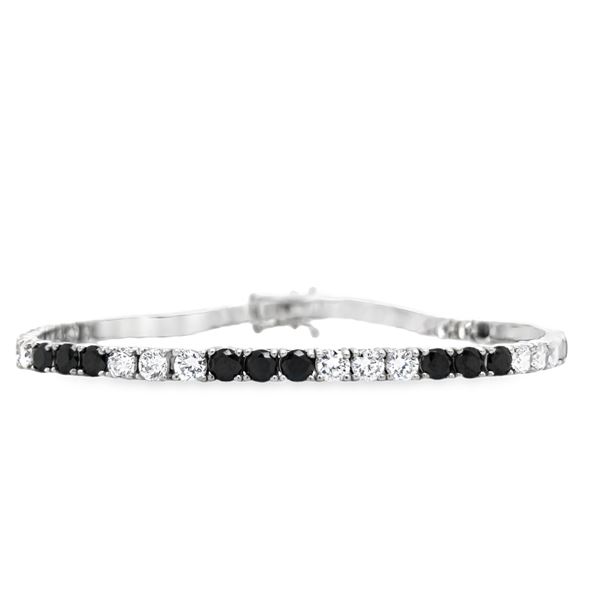 White Gold CZ & Black Onyx Tennis Bracelet