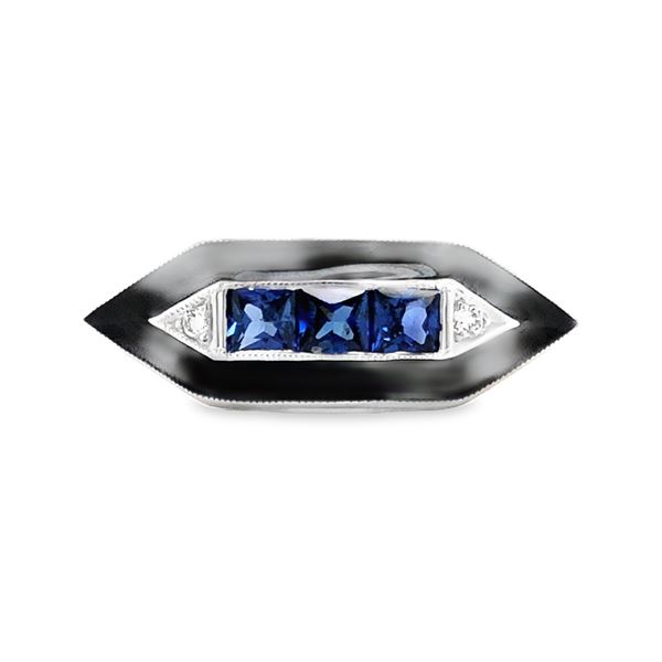 Black Enamel Sapphire & Diamond Ring