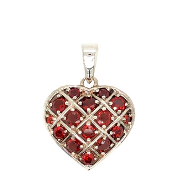 Sterling Silver Heart Shaped Garnet Pendant
