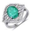 Image 1 : Art-Nouveau Inspired Emerald and Diamond Ring