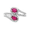 Image 1 : Natural Ruby and Diamond Bypass Ring