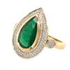 Image 2 : Pear Cut Zambian Emerald Diamond Ring