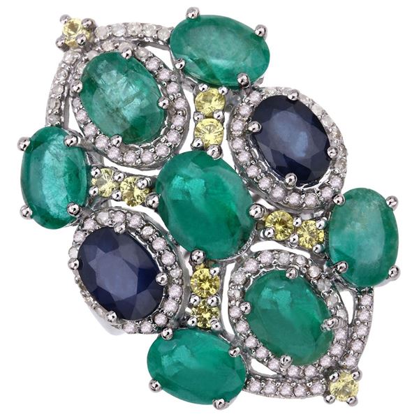 Emerald, Sapphire & Diamond Ring
