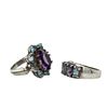 Image 2 : Set of Blue Topaz & Amethyst Rings