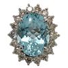 Aquamarine & Diamond Halo Statement Ring