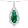 Emerald & Diamond Halo Pendant Necklace