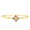 Image 2 : Yellow Gold Diamond & Ruby Hinged Bangle Bracelet