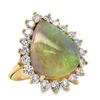 Pear Shaped Gem Opal and Diamond Ring