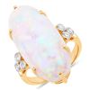 Image 1 : Yellow Gold Elongated Oval Ethiopian Opal Ring