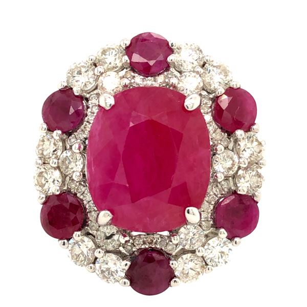 White Gold Ruby & Diamond Ring
