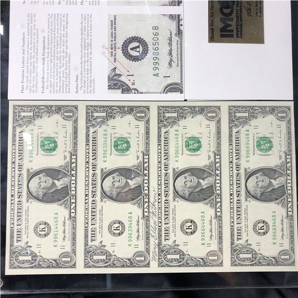 Uncut Sheet FRN Notes Autographed By US Treasurer