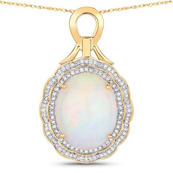 Handmade Ethiopian Opal and Diamond Pendant