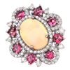 Image 1 : Opal & Pink Tourmaline Diamond Cocktail Ring