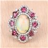 Image 2 : Opal & Pink Tourmaline Diamond Cocktail Ring
