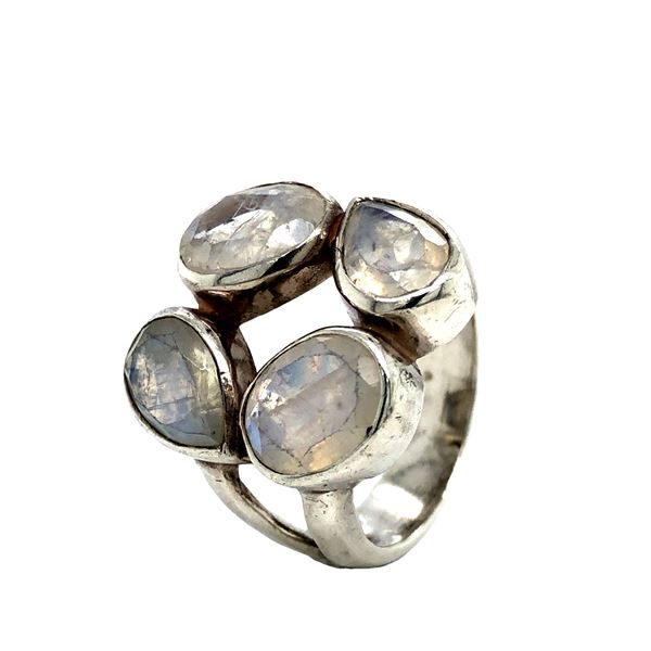 Sterling Silver Cluster Moonstone Ring