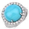 Image 1 : Turquoise Dome Ring with Diamond Halo