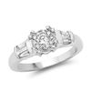 Image 1 : White Gold Cluster Diamond Ring with Baguettes
