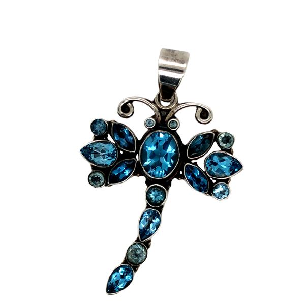Large Blue Topaz Dragonfly Pendant