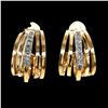 Image 1 : 14k Diamond Semi Hoop Stud Earrings