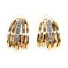 Image 2 : 14k Diamond Semi Hoop Stud Earrings