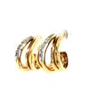 Image 5 : 14k Diamond Semi Hoop Stud Earrings